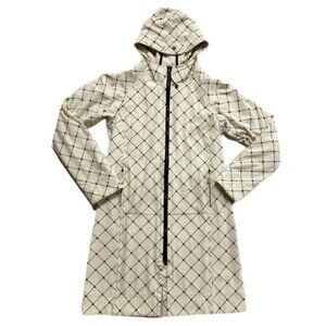 Lululemon Apres Yoga Ivory Check Longline Windbreaker Rain Jacket S/M